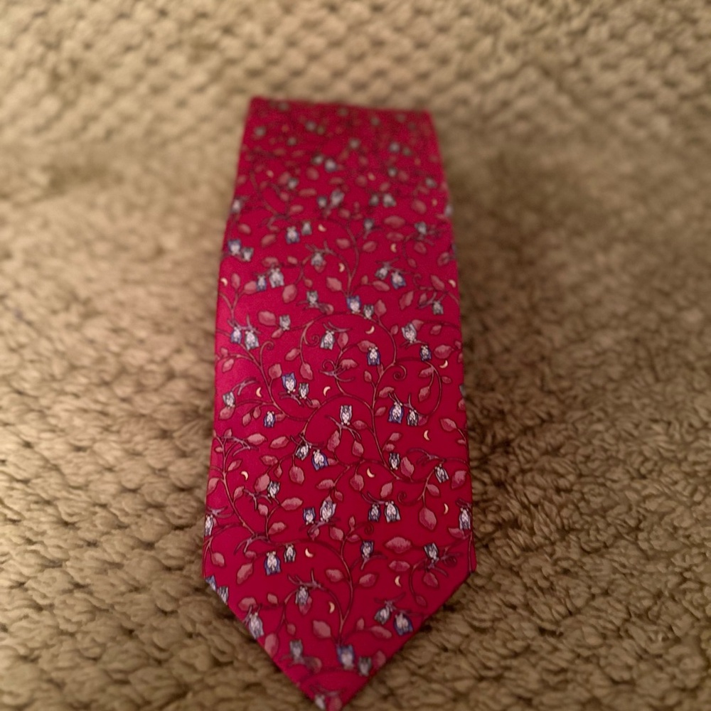 Vibrant Red Floral Tie